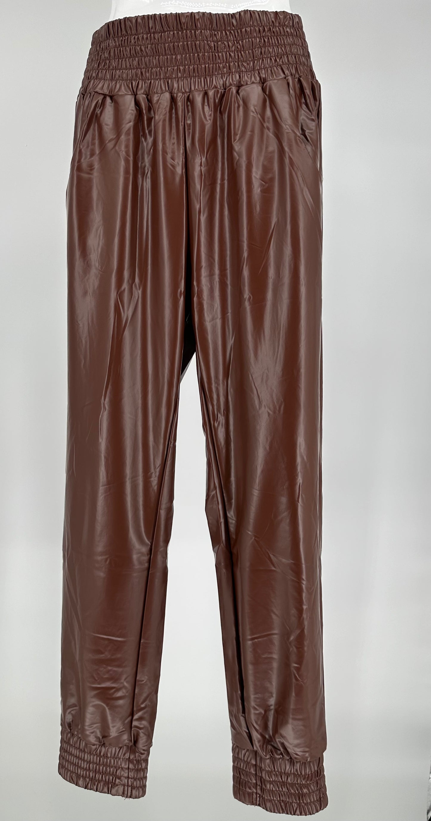 Brown Pleather Jogger Pants