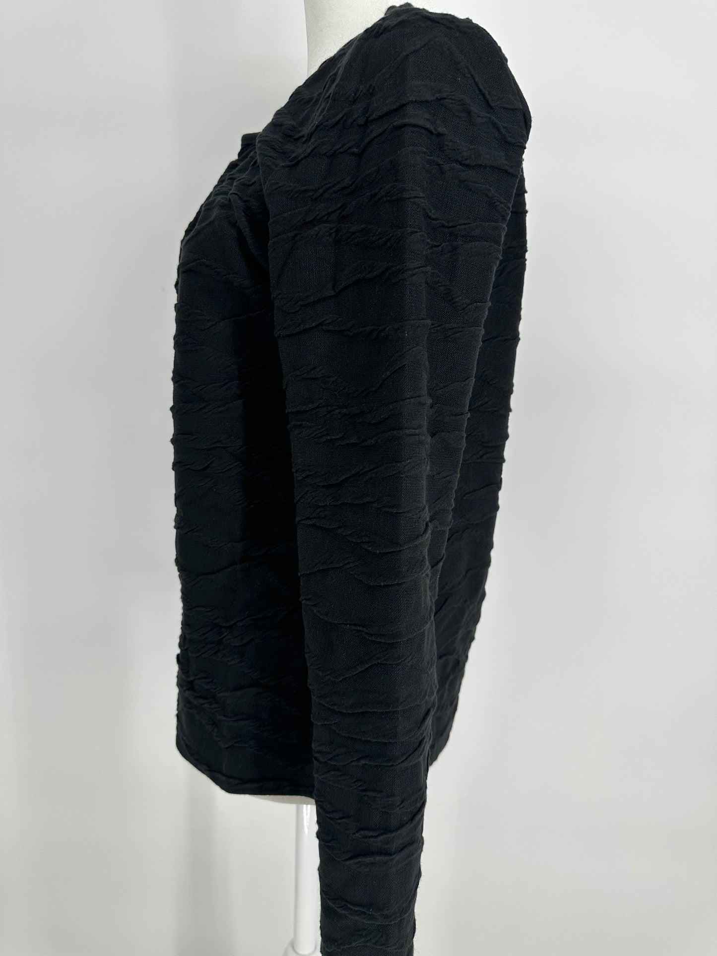 Black Textured Long Sleeve Top