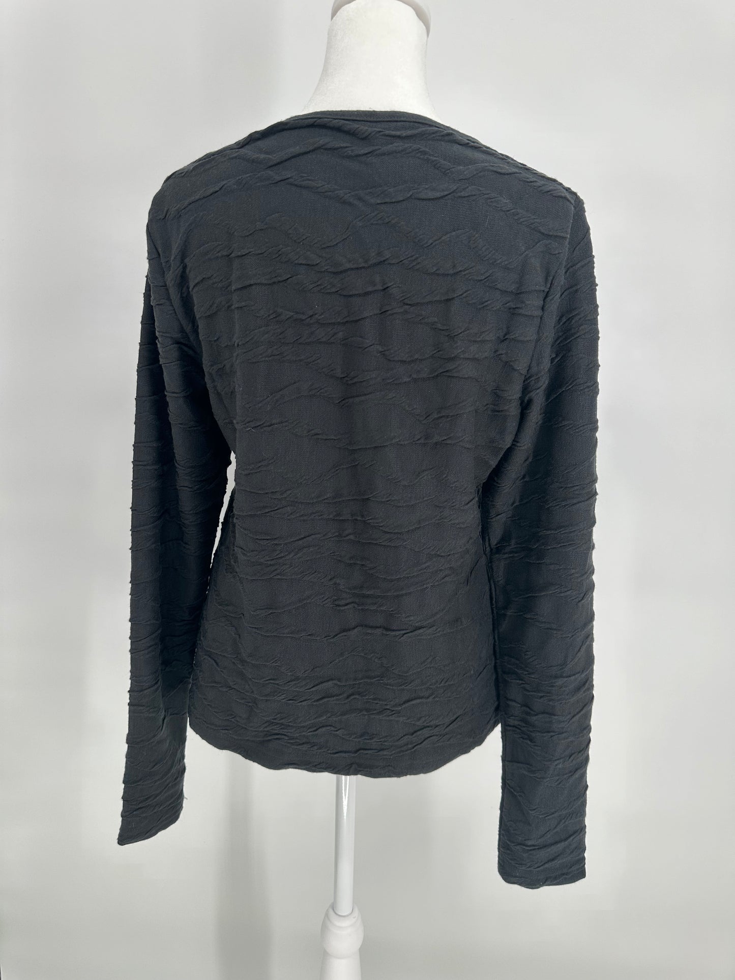 Black Textured Long Sleeve Top