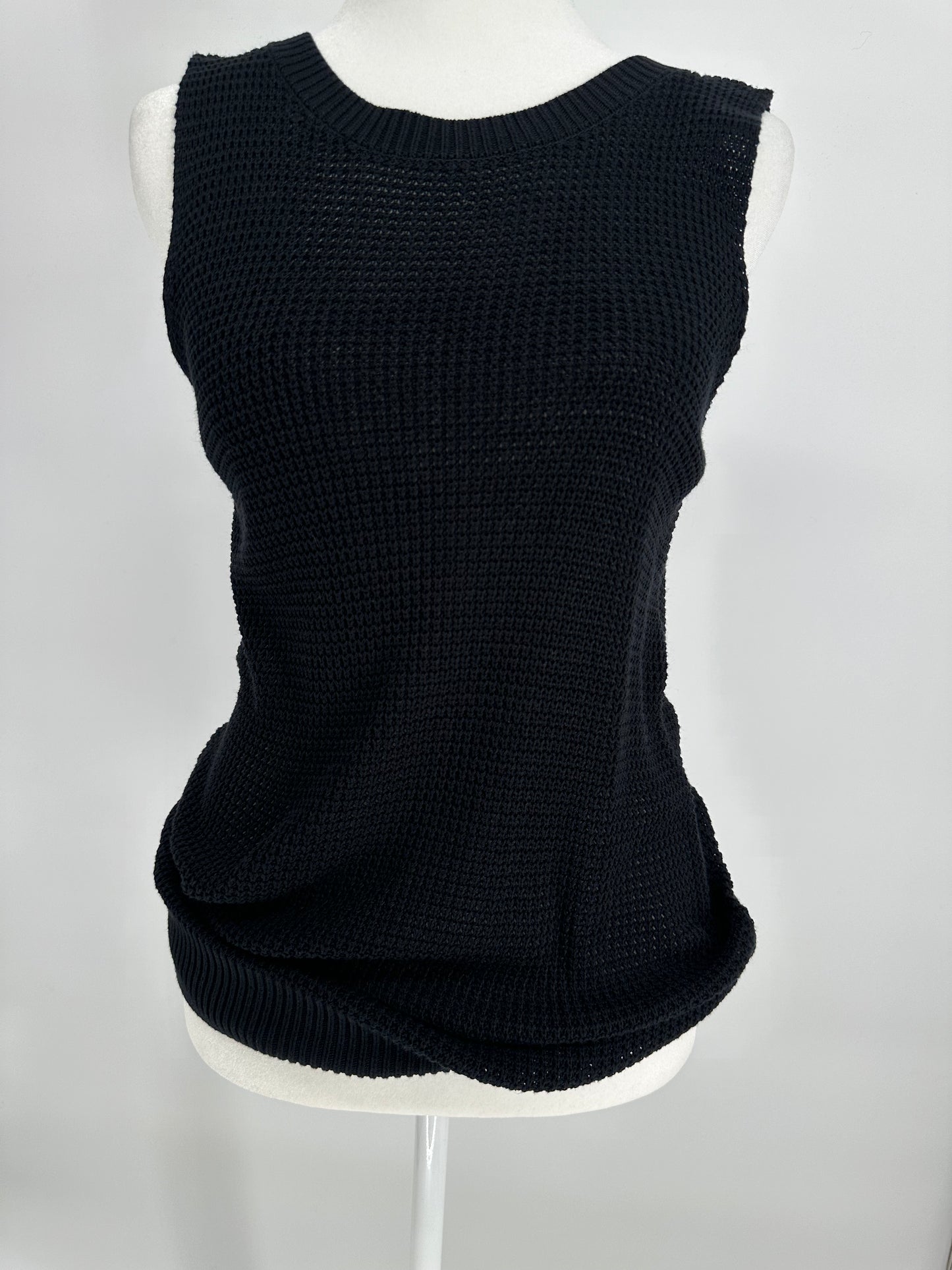 Black Sleeveless Sweater with Attractive Lattice Back