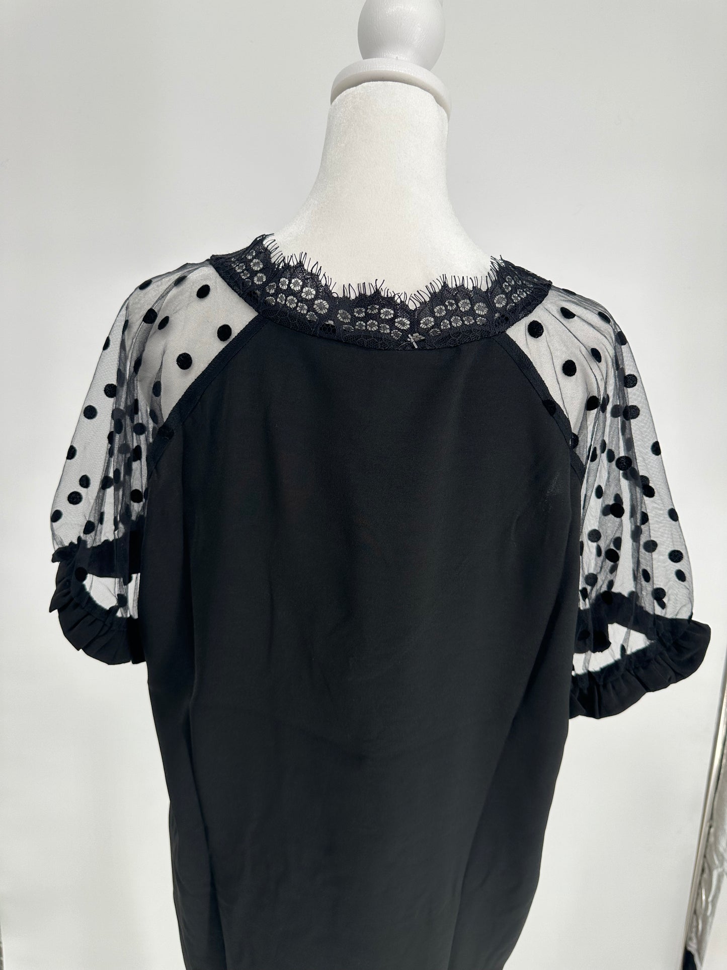 Black Sheer Sleeve Eyelash Top