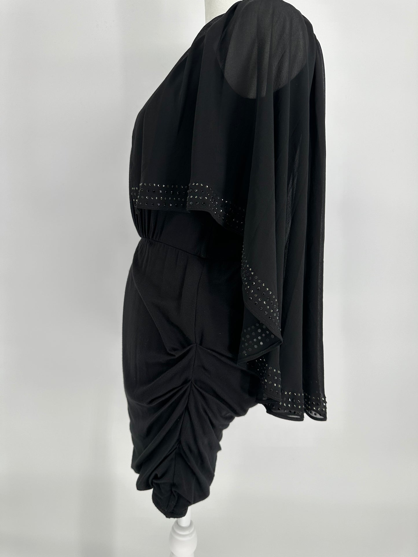 Black Sheer Cape style Cocktail Dress