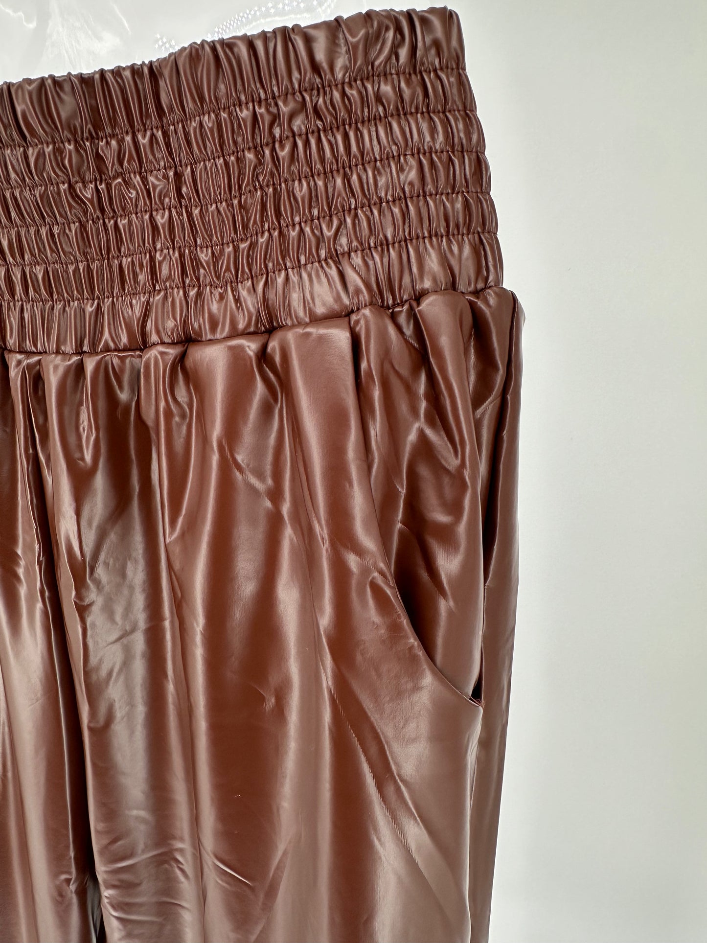 Brown Pleather Jogger Pants