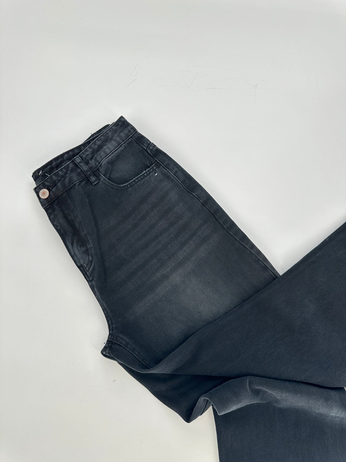 Black Washed Wide Leg Distressed Crop Pants