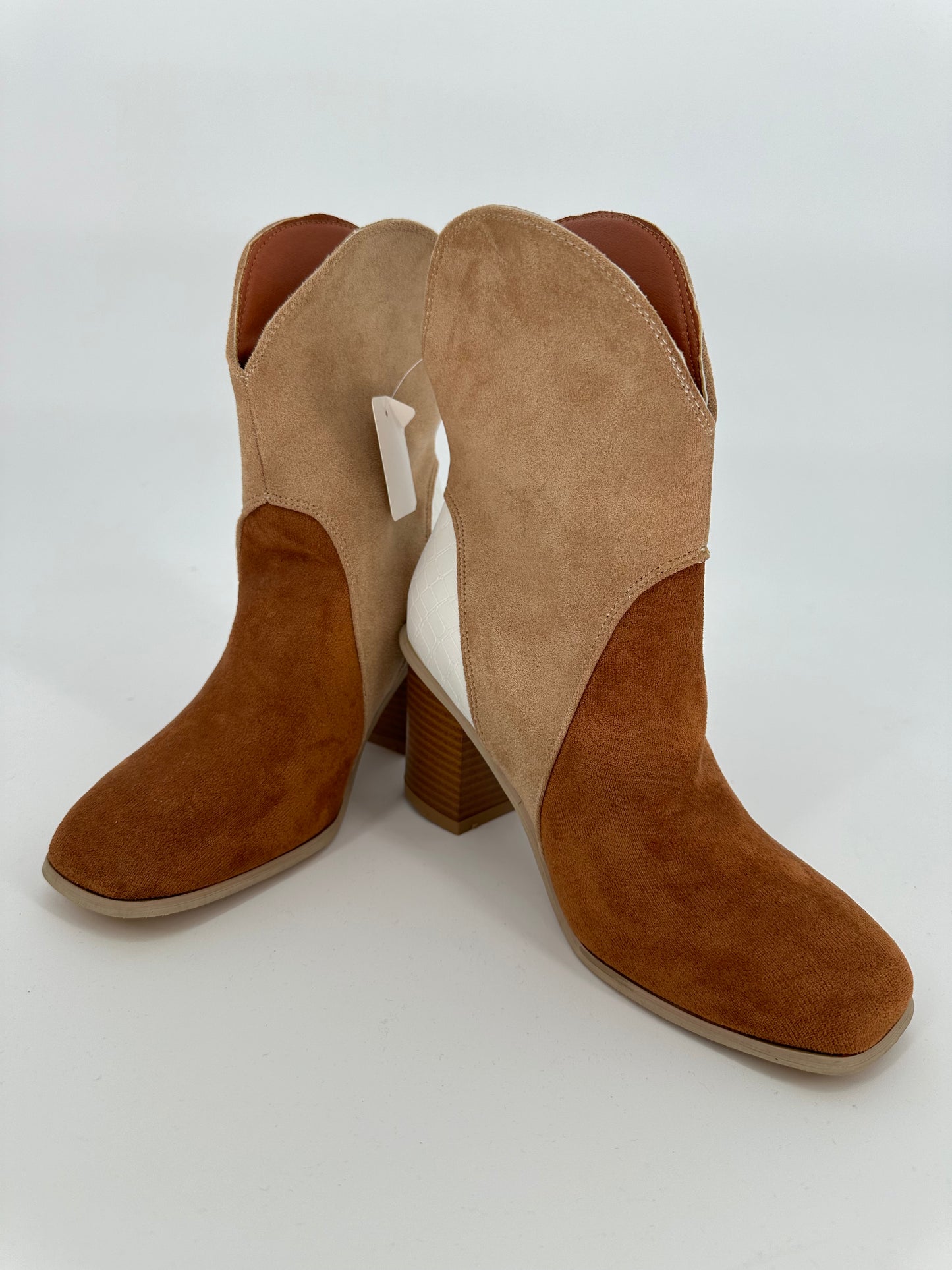 Bootie—Brown Taupe, White