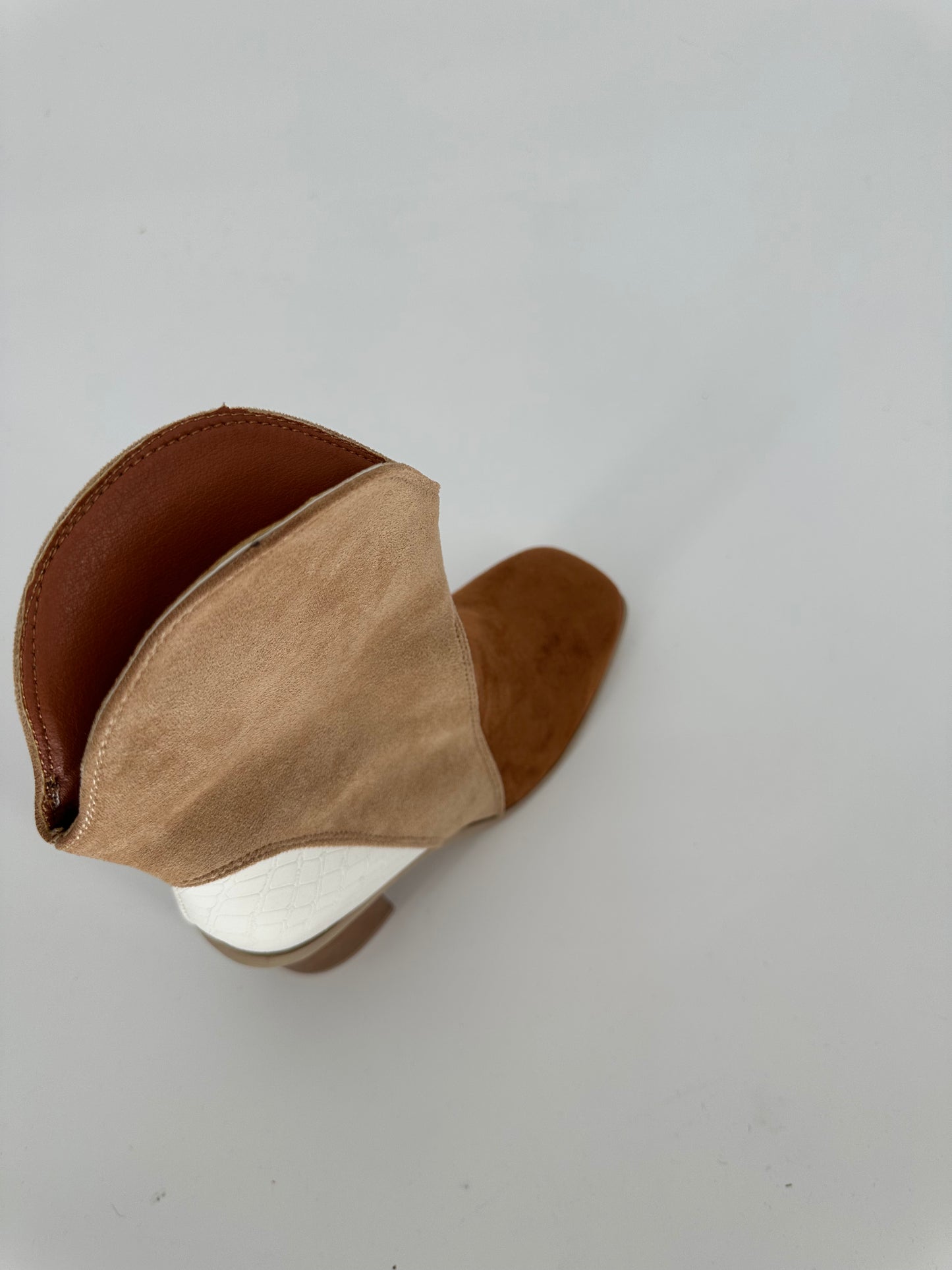 Bootie—Brown Taupe, White