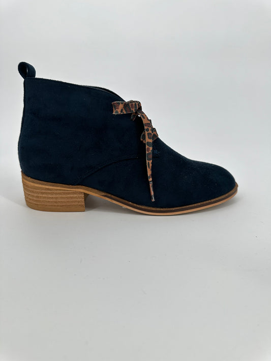 Navy suede lace up boot - Ivy's Gifts & Boutique
