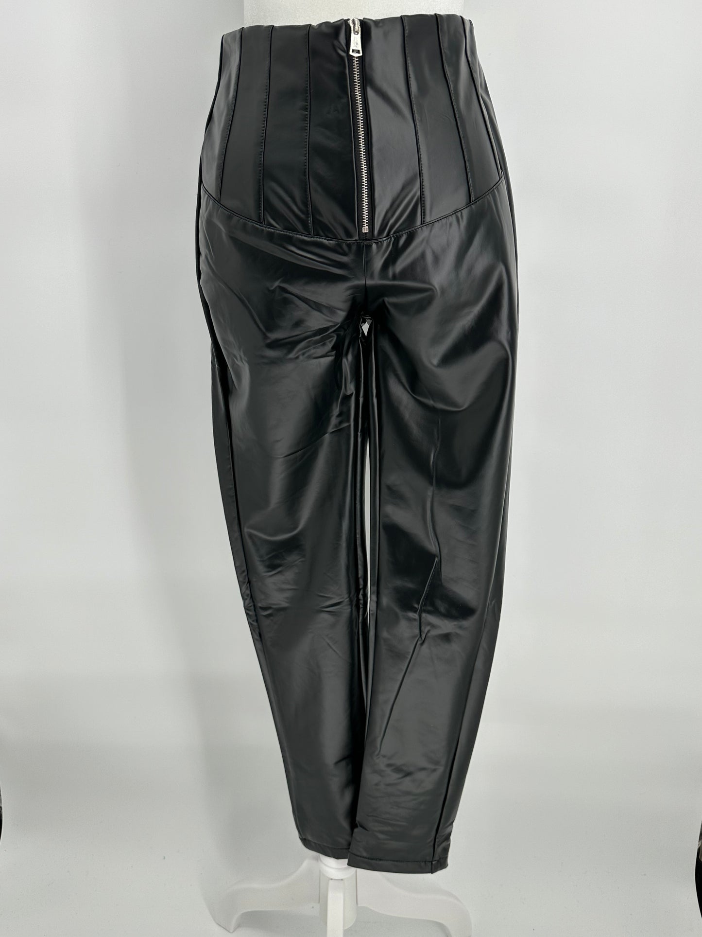 Black Straight Leg Pleather Pants