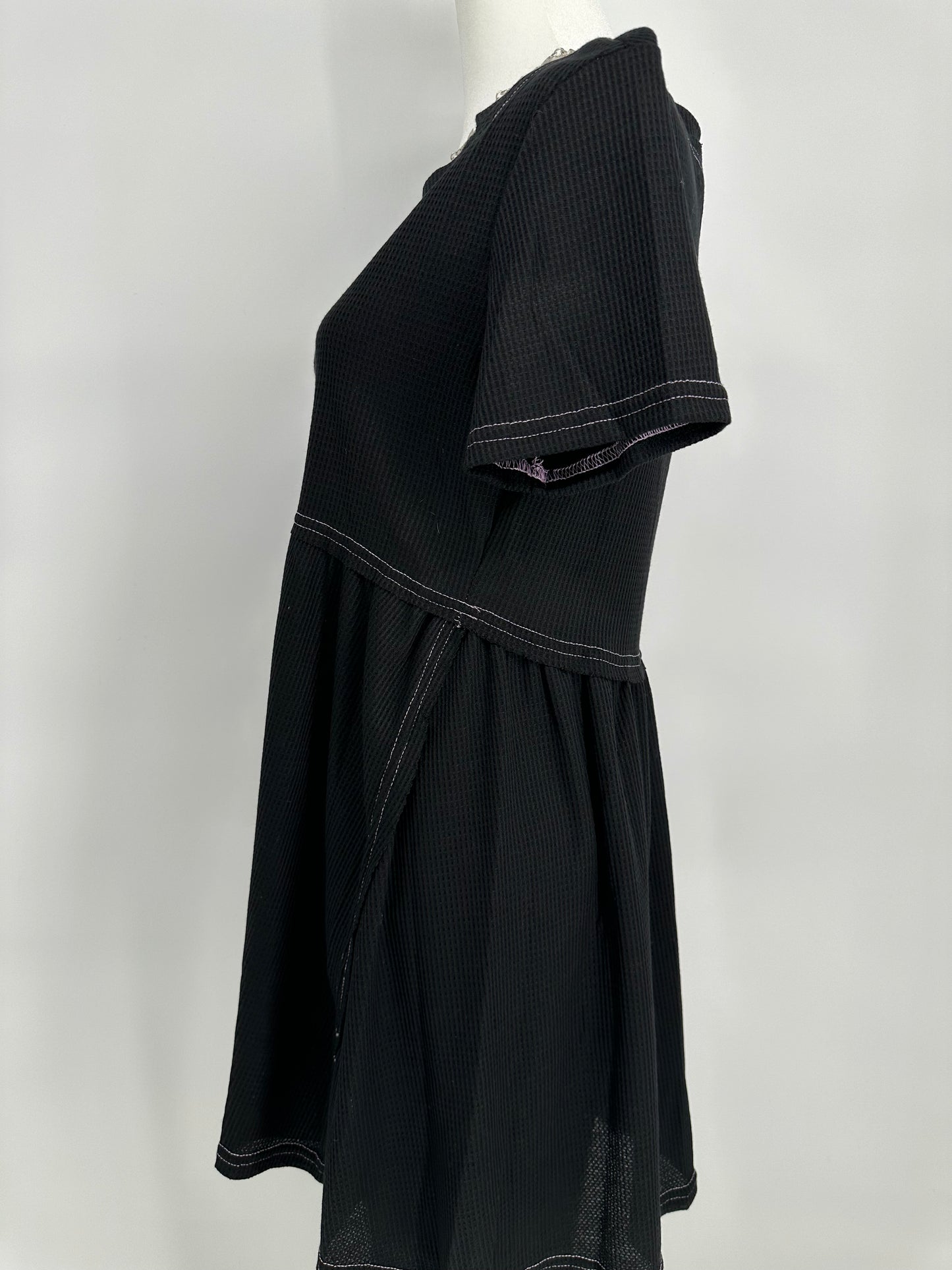 Umgee Black Tunic with Pink Top Stitch Design