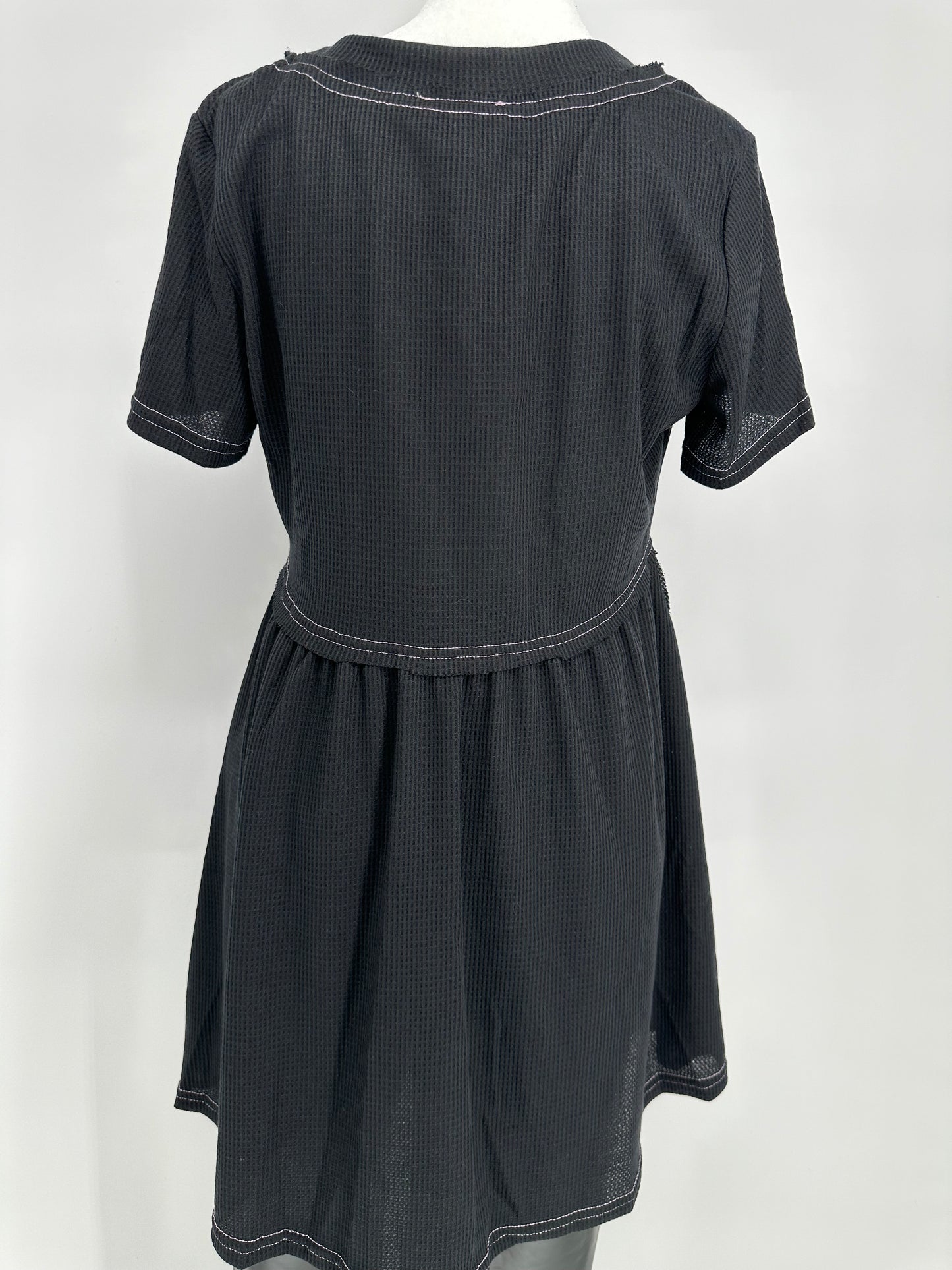 Umgee Black Tunic with Pink Top Stitch Design