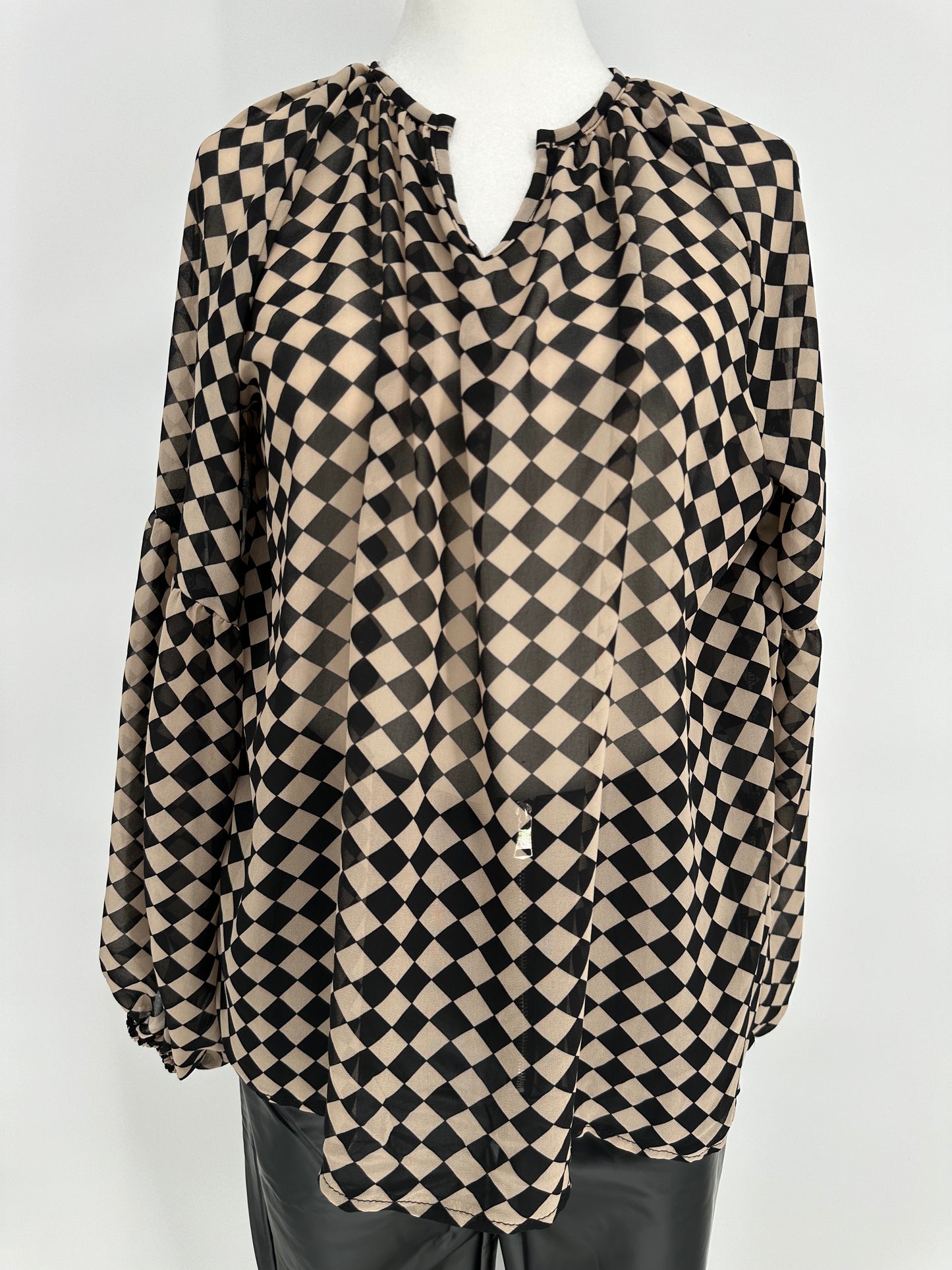 Harlequin print blouse