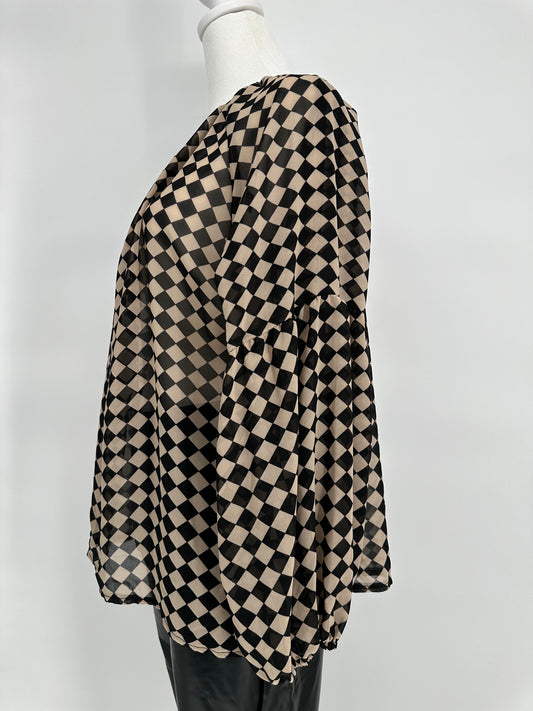 Harlequin print blouse - Ivy's Gifts & Boutique