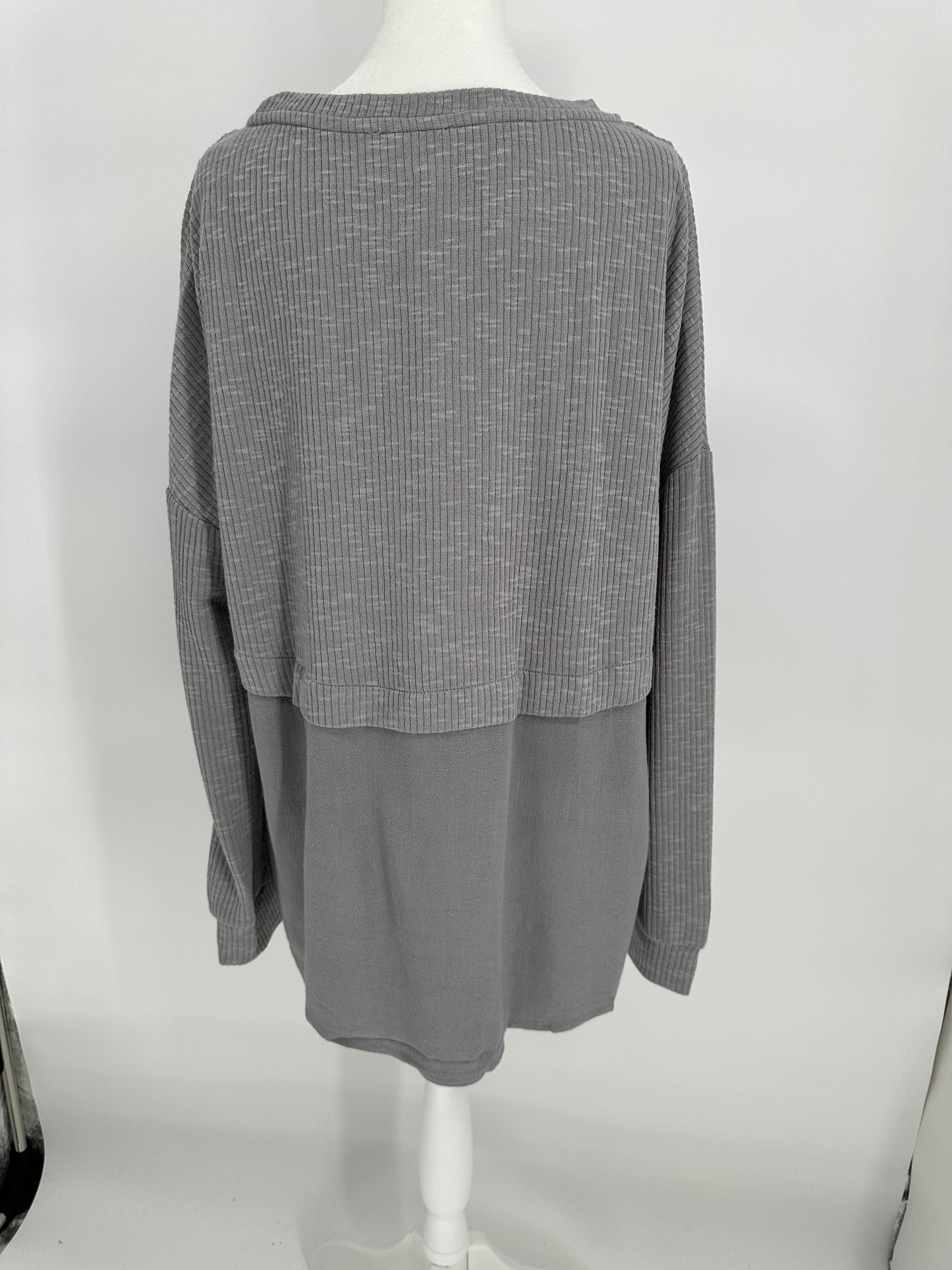 Umgee Gray Woven Neckline Top