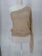 Umgee Beige One Shoulder Loose Weave Sweater
