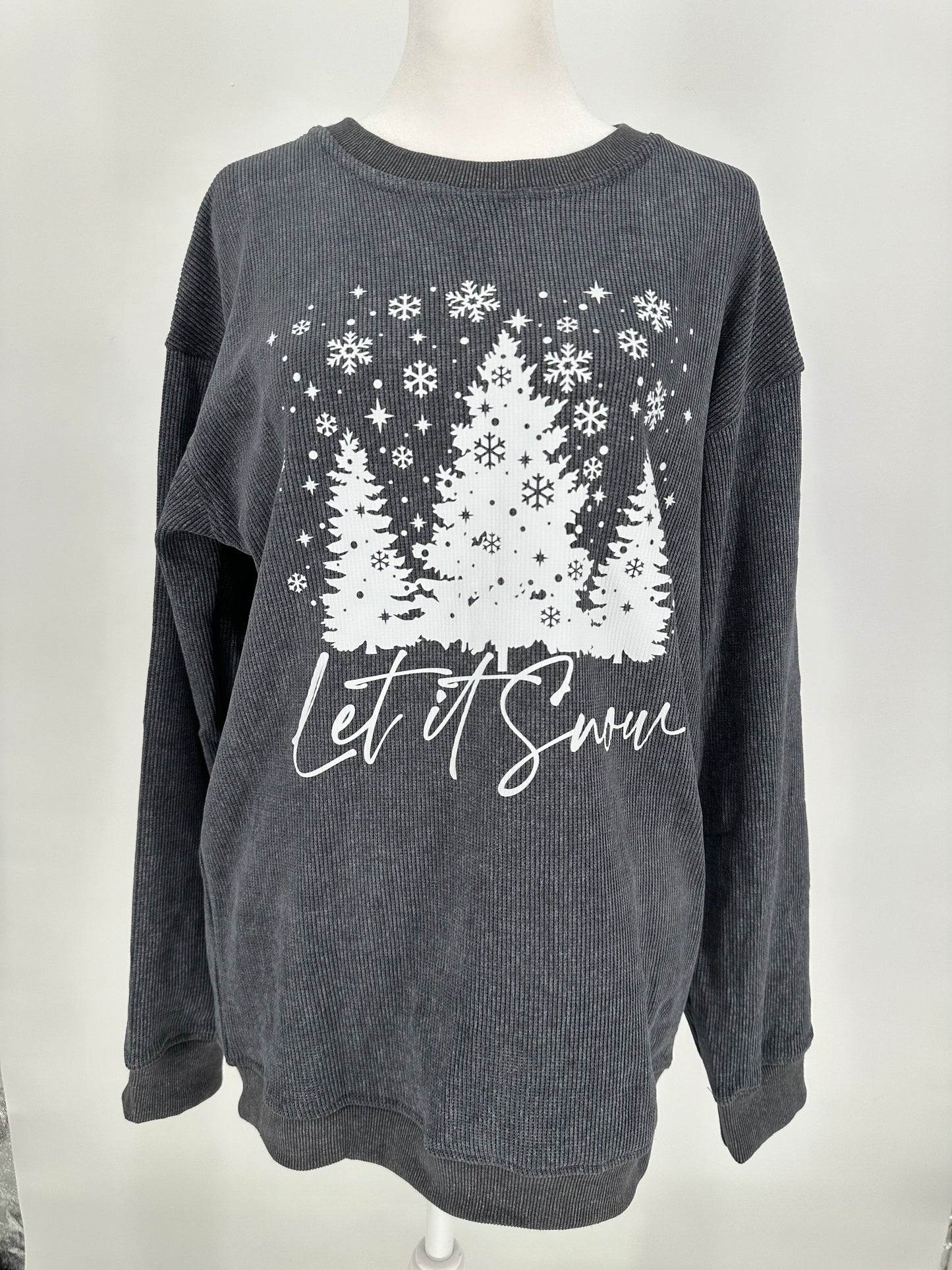 Let It Snow Ribbed Long Sleeve Top