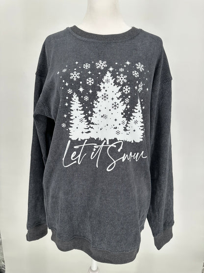 Let It Snow Ribbed Long Sleeve Top