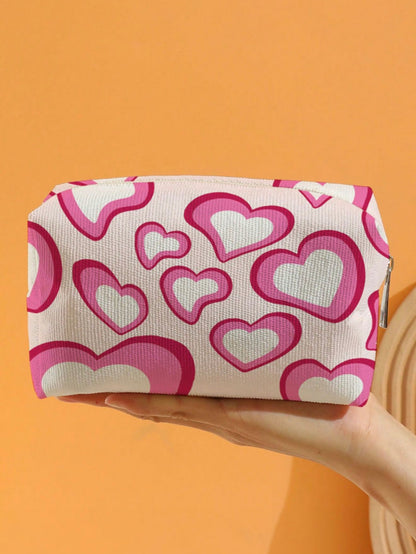A29 Heart Print Cosmetic Zipper Pouch