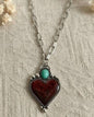 HFTS Heart Shaped Enamel Pendant with Faux Turquoise Touch