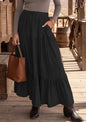 MLBS Black Tiered Hem Maxi Skirt with Elastic Waist