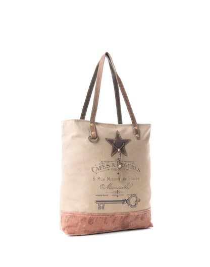 MY29 Cimple Tote Bag with Lots of Room, Inner and Outer Pockets, Double Carry Straps Detail and Metal Key Charm