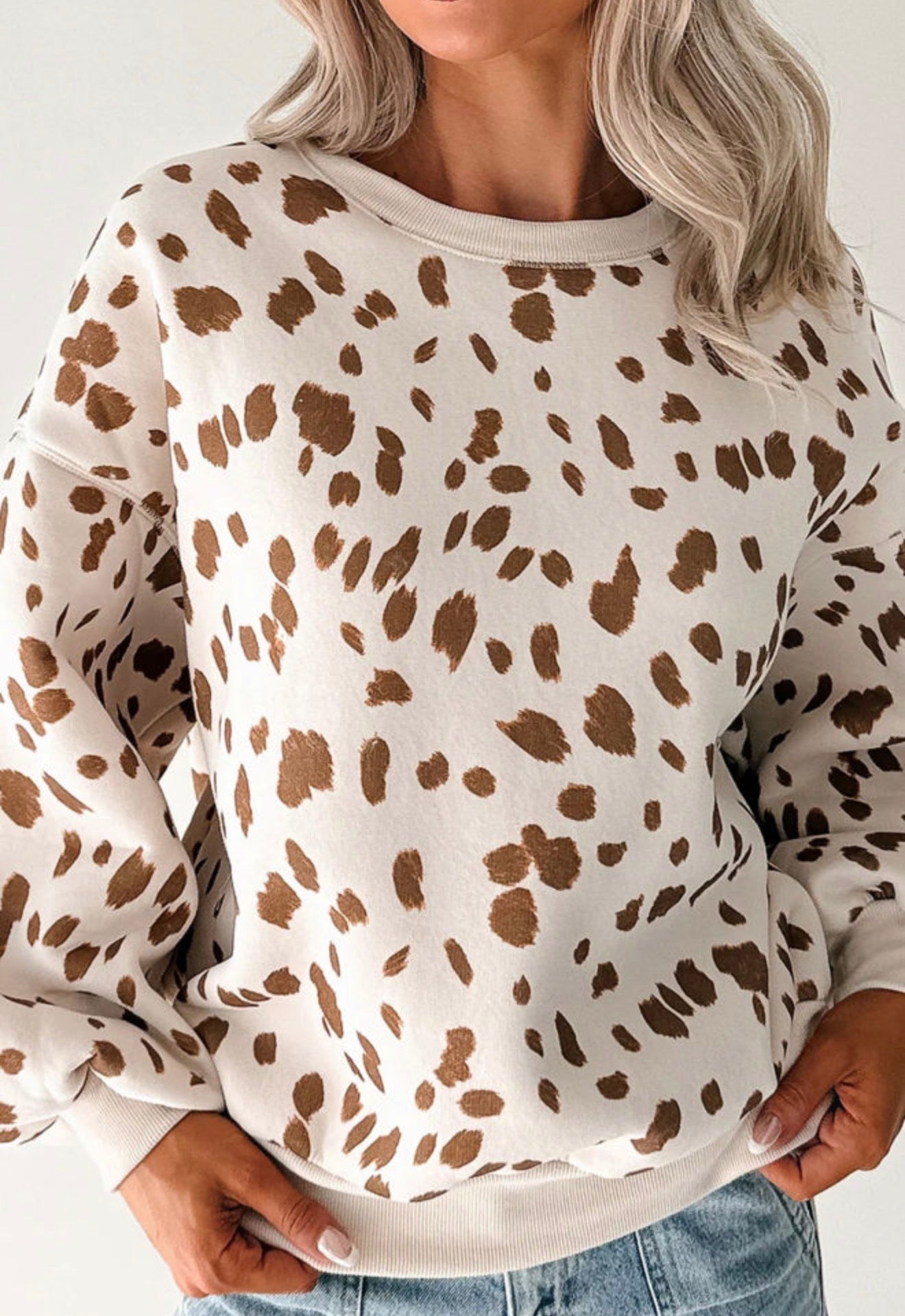 MLCP Cow Print Long Sleeve Top
