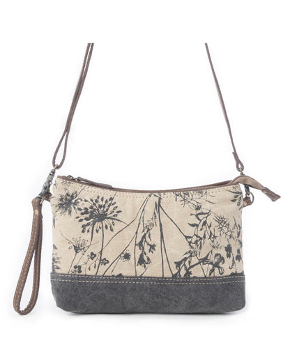 MY3 MYRA Dainty Delight Printed Canvas Bag with Outer Zipped Pocket, Wristlet Strap and Removable Shoulder strap