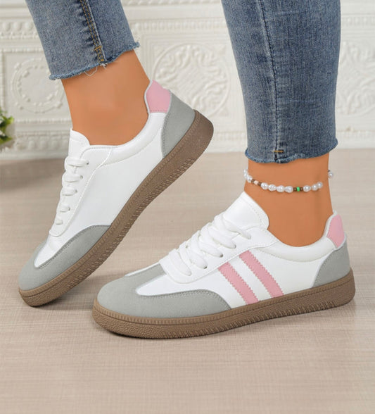 A52 Trendy Sneakers with Pink Stripes - Ivy's Gifts & Boutique