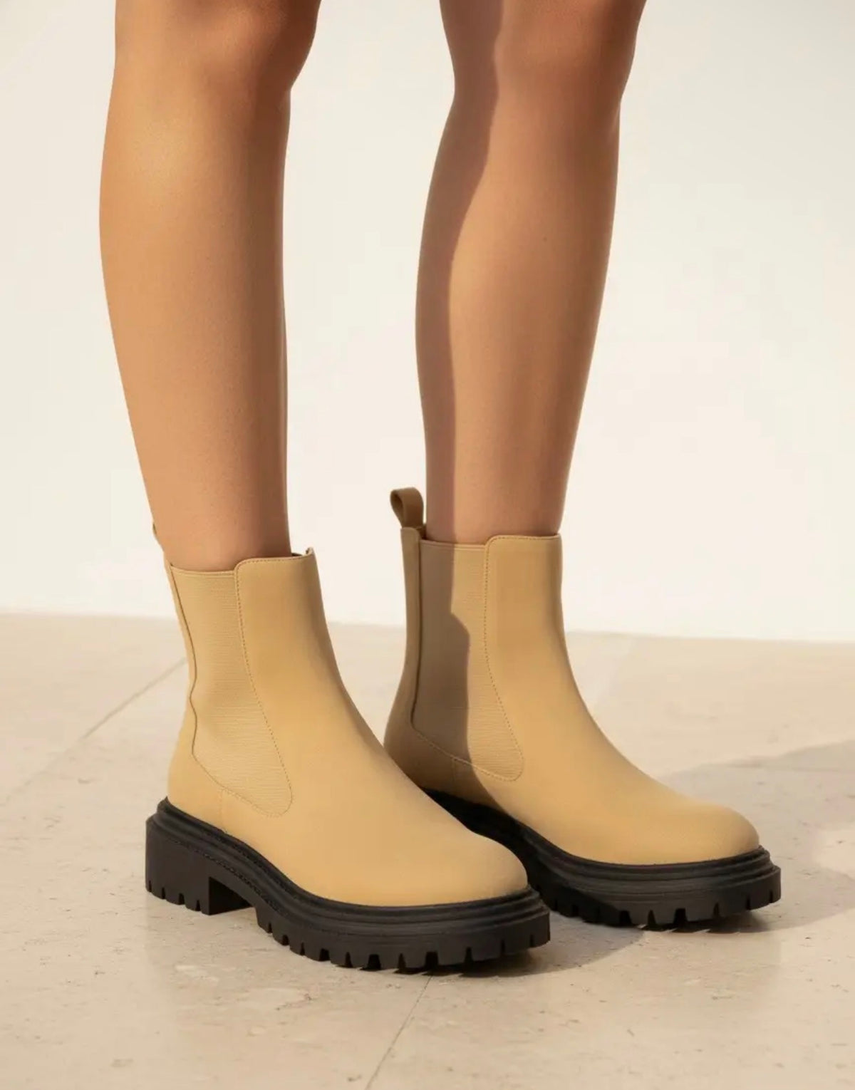 BCBSF Tan Everyday Comfortable Boot with Stylish Chunky Sole