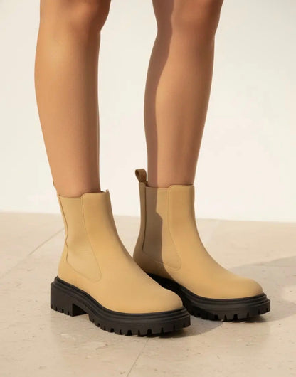 BCBSF Tan Everyday Comfortable Boot with Stylish Chunky Sole