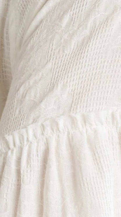 Umgee Off WhiteTextured Fabric Dress with Pockets