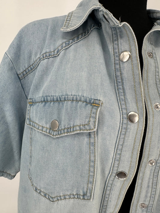Light Wash Denim Snap Front Shirt/Jacket