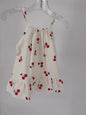 CH4 Infant Toddler White Spaghetti Strap Dress with Cherry Print and Ruffle Hem