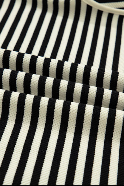 A42 Ivory and Black Stripe Skort and Top Set - Ivy's Gifts & Boutique
