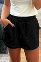 Black French Terry Skort with Drawstring Waist