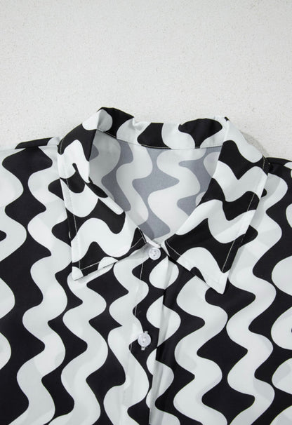 Cover Up Button Up Top in Black and White