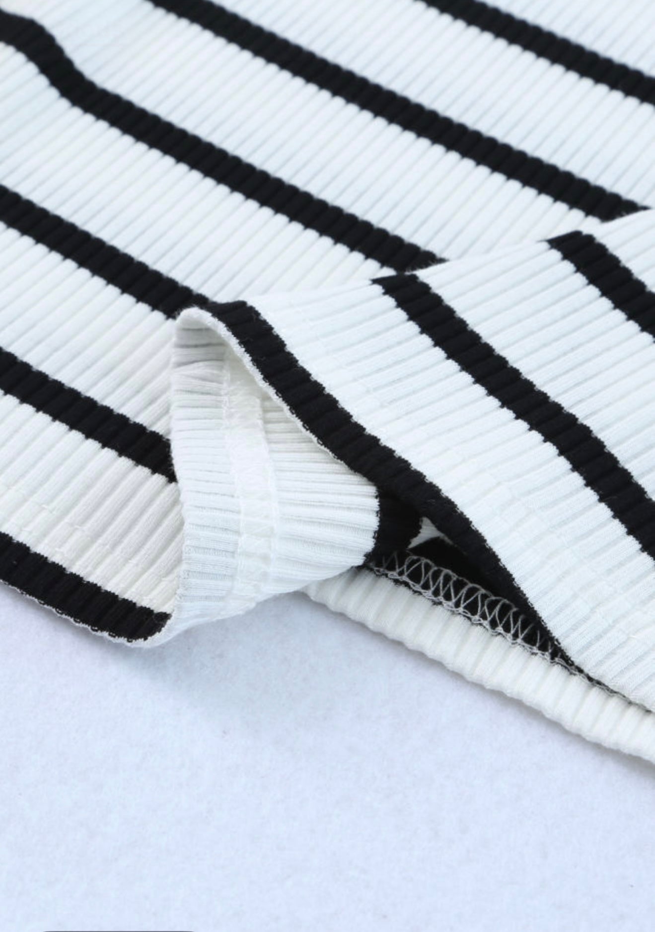 Black and White Ribbed Tank