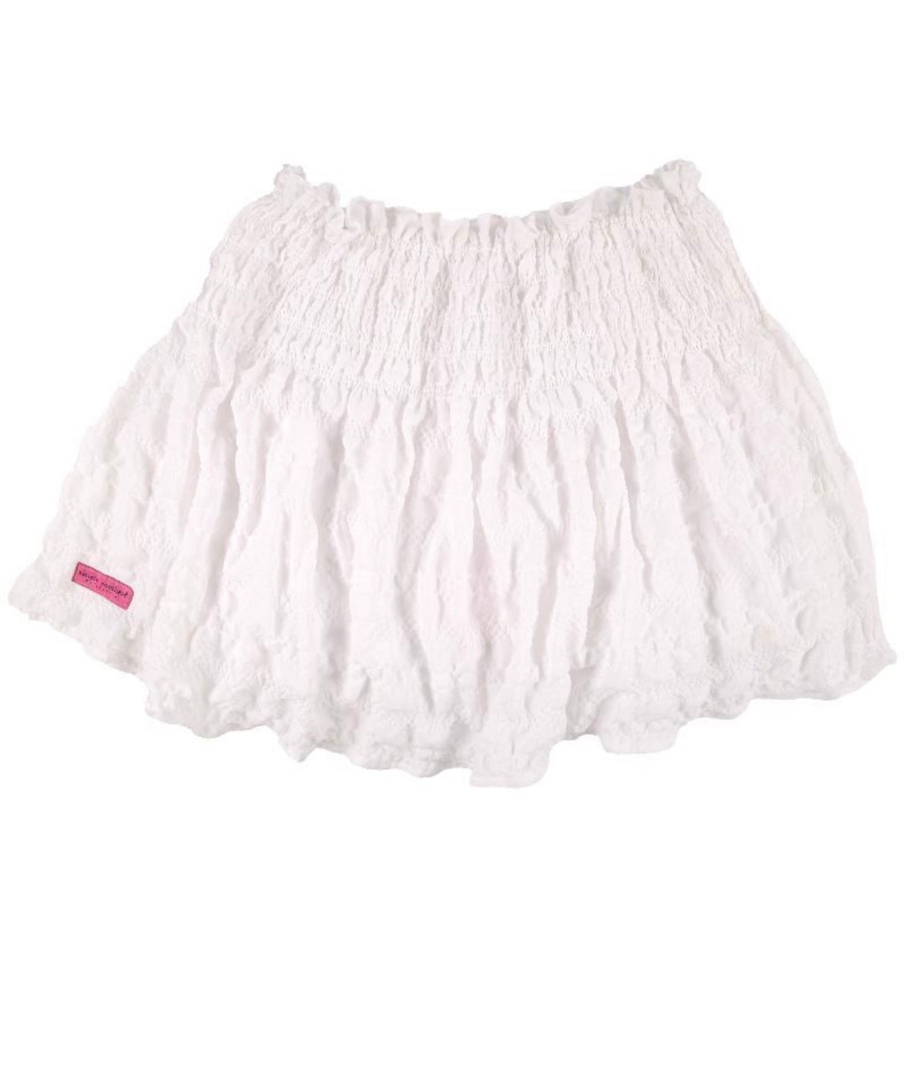 Gray SS White gauze skort with wide elastic waistband, lightweight and comfortable for casual wear.