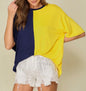 SY1 Navy and Gold Color Block Game Day Top