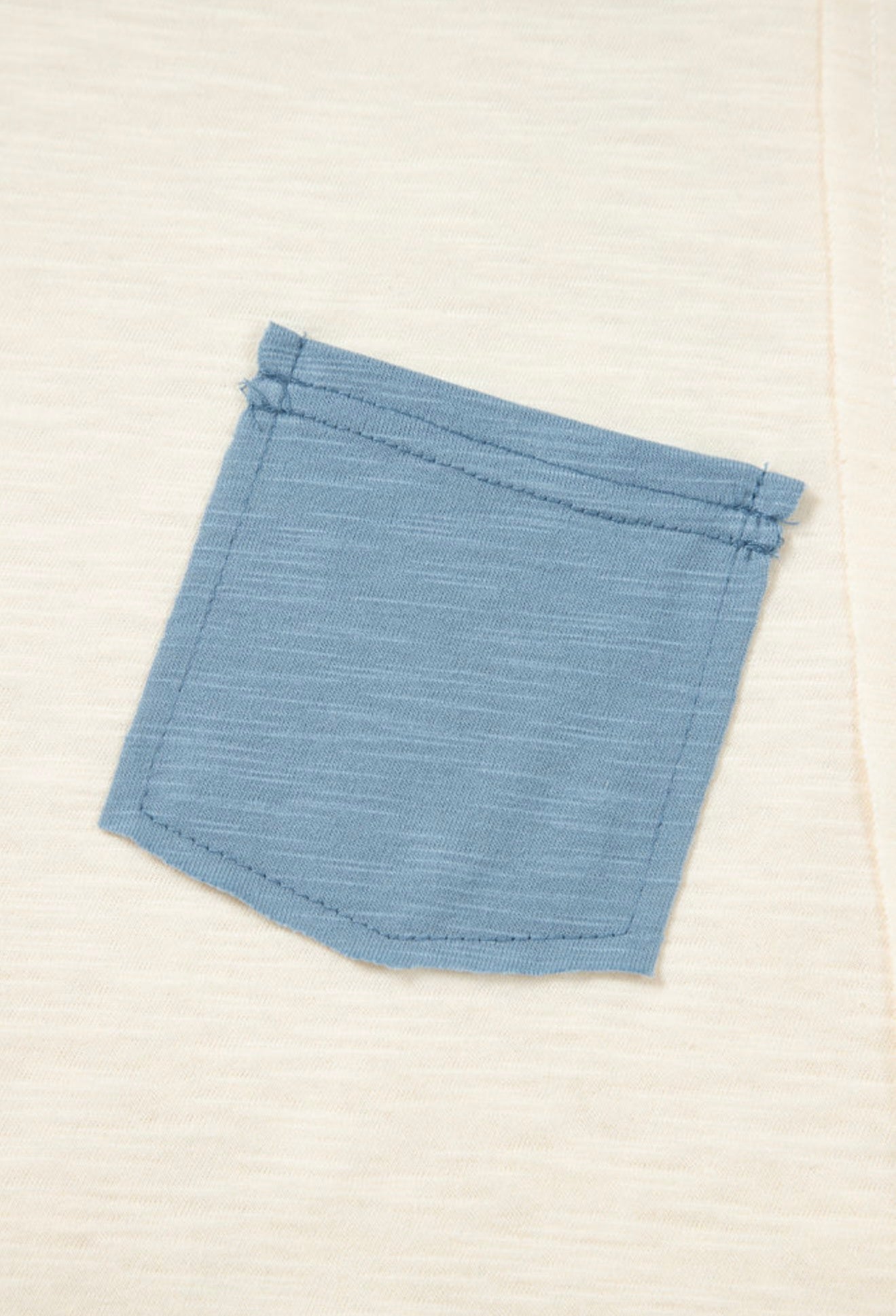 Ivory Top with Blue Pocket and Trim