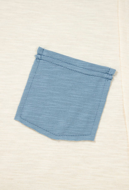 Ivory Top with Blue Pocket and Trim