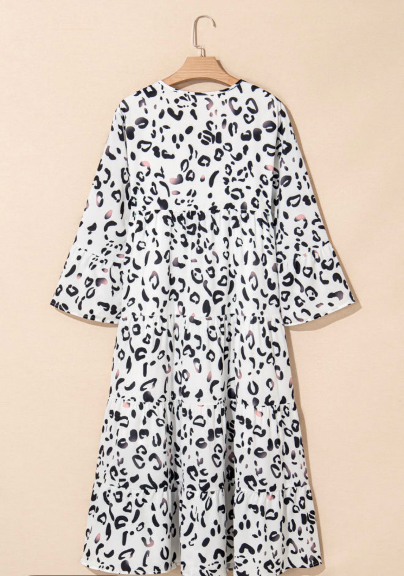 White Animal Print Fully Lined Maxi Dress