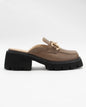 MBMF Mocha Brown Chunky Sole Mule Style Shoe with Horse Bit Buckle