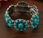 FTSBS Faux Turquoise Statement Disc Western Style Stretch Bracelet
