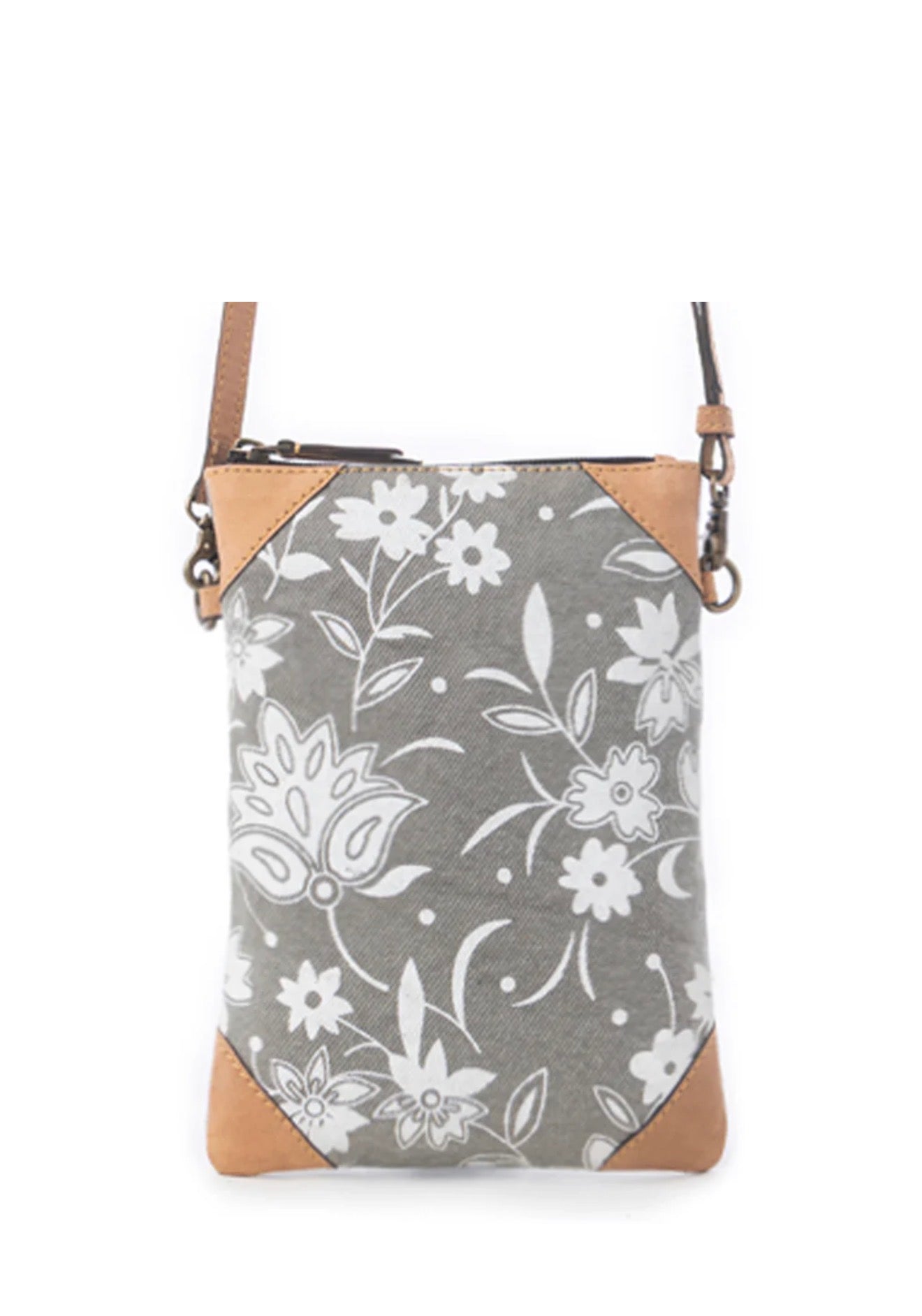 MY? Flower Horse Trail Small Crossbody Bag with Exterior Zip Pocket and Adjustable Leather Strap