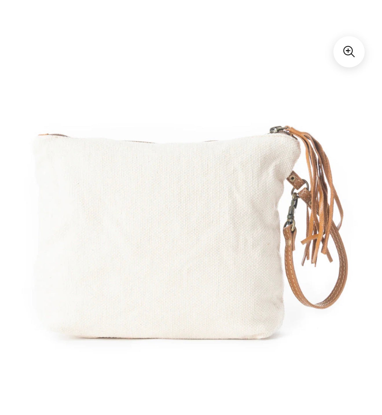 MY5 MYRA BRAND Farine Canvas Pouch with Tassel Adorned Zip Closure, Inside Pockets and Removable Wrist Strap