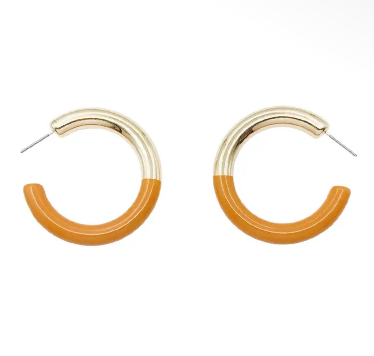 OGE Orange “Dipped” Style Gold 2” Hoop Earrings