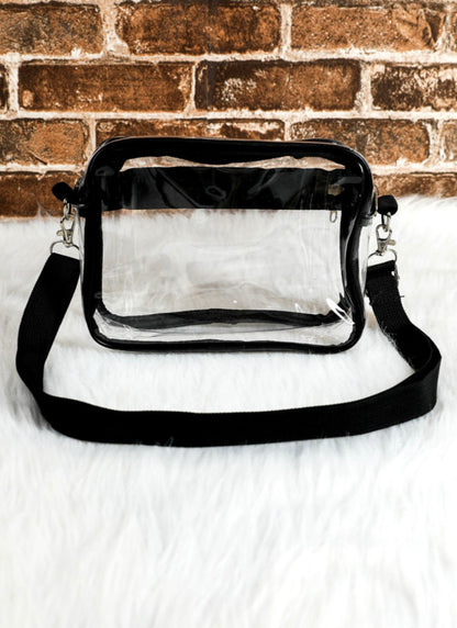 Clear Stadium Purse with Black Strap