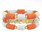 GD3S Orange and White Beaded Game Day 3 Strand Bracelet Set
