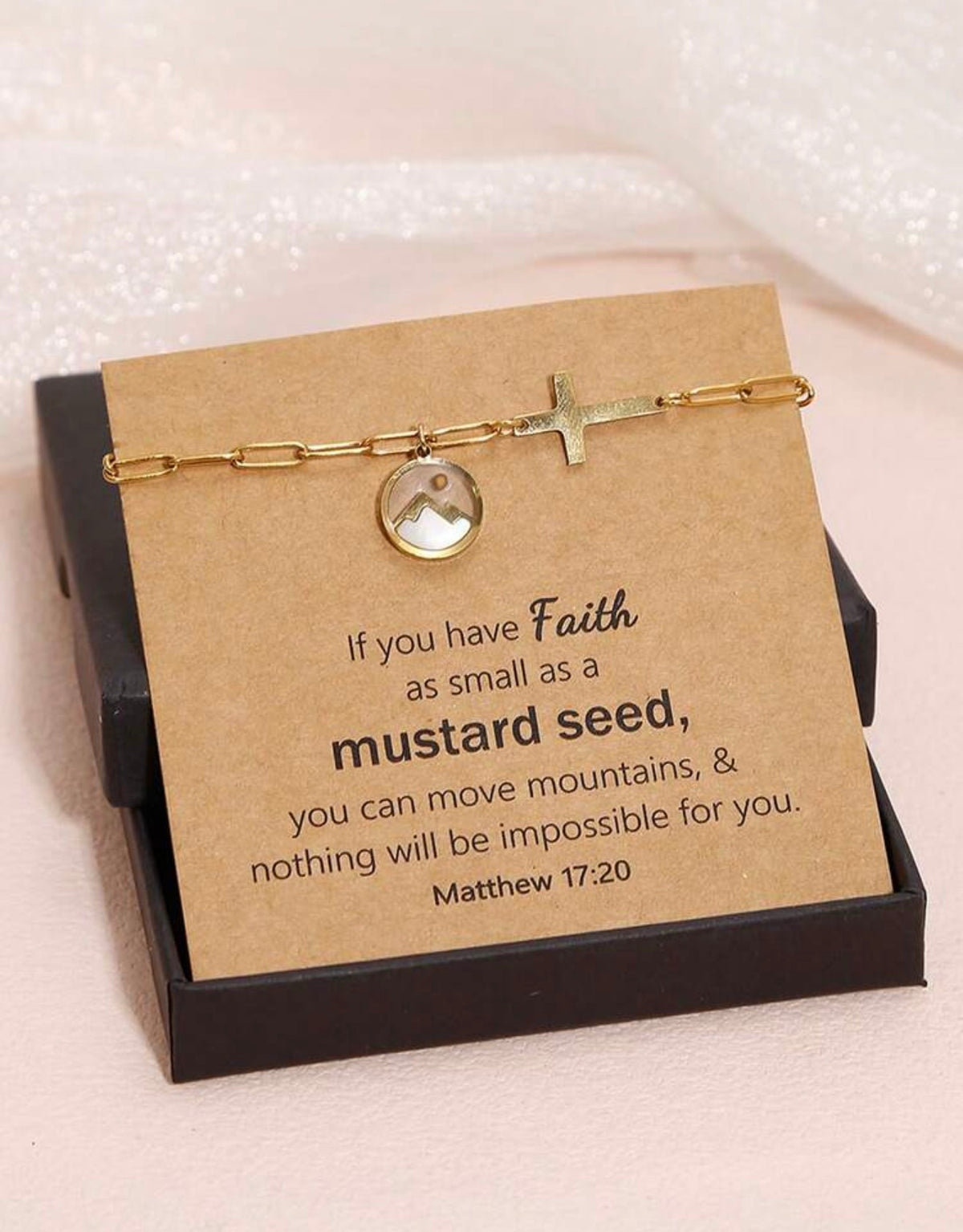 MSBS Mustard Seed Bracelet with Gift Box and Card Detail
