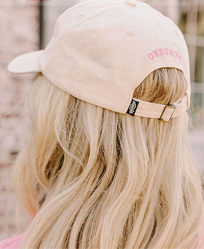 White Baseball Cap with Pink Bow